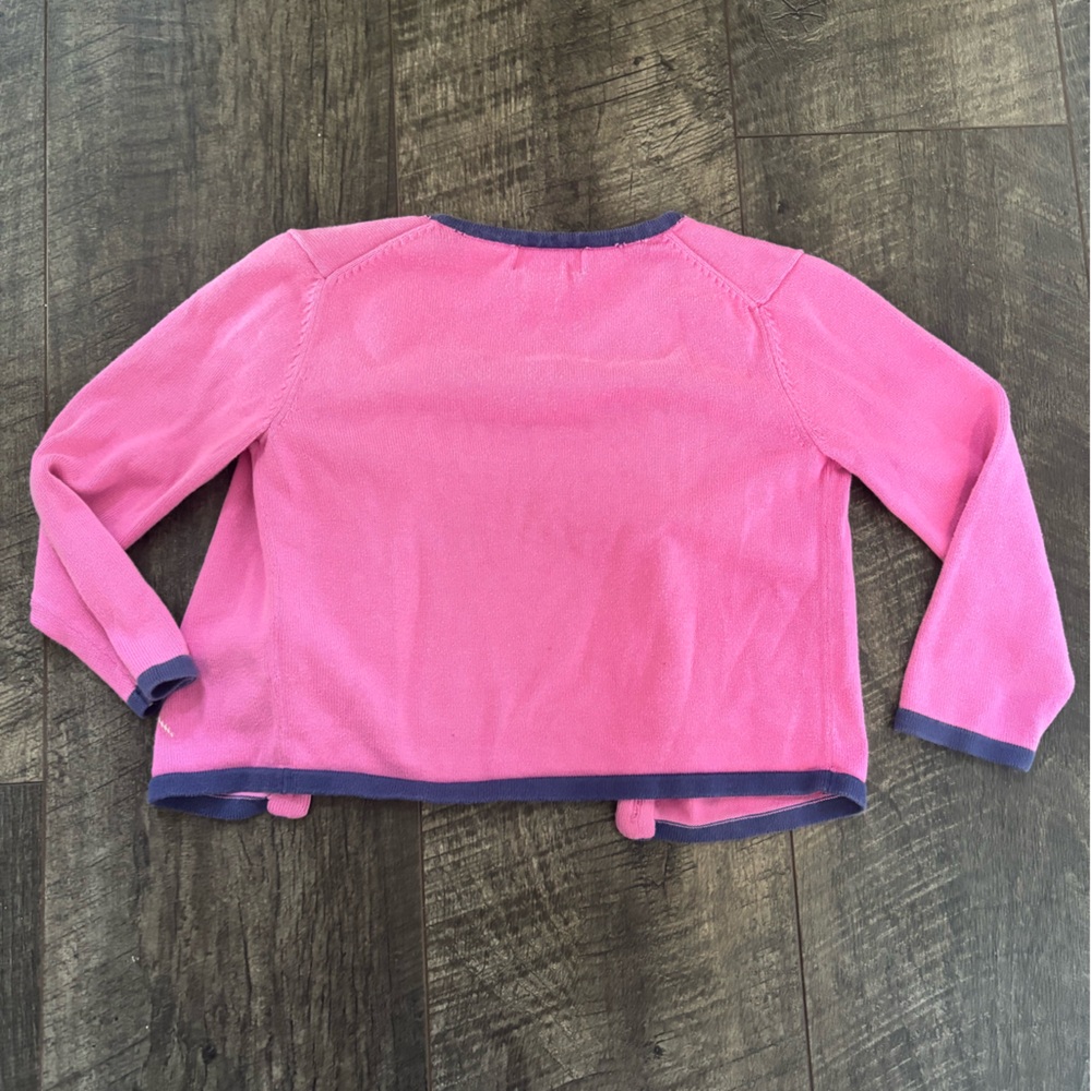 Lilly Pulitzer Little Girls Pink Cardigan with Green Argyle Pattern - Picture 3 of 3